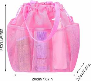 Custom LOGO Large Portable Foldable Polyester Mesh Shower Caddy Drawstring College Dorm Essentials University Student <b>Boys</b> Girls - Product Image 2