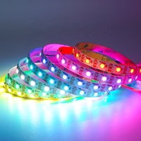 Bande LED flexible adressable multicolore RGB personnalisée, étanche, 60 LED, 60D, 5V, intelligente, WS2812B, WS2812, 2812, 5050 SMD