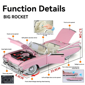 Aloi <span class=keywords><strong>Cadillac</strong></span> Eldorado 1:24 Jouet de collection de voitures anciennes en métal moulé sous pression avec effets de lumière sonore à porte ouverte - Product Image 2