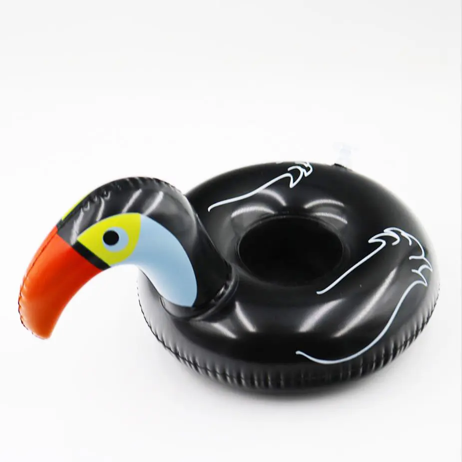 PVC Inflatable floating toucan beer can drink holder