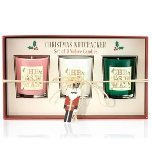 Jarra de vidro personalizada luxuosa, cera de soja 50g * 3, decoração de natal, conjunto de velas perfumadas