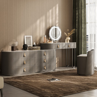 Table de toilette de luxe de style minimaliste italien avec commode intégrée, meuble de chevet et tiroirs de rangement pour chambre à coucher, design d'angle, pour maquillage
