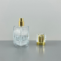 Flacon de parfum de luxe en forme de cœur en gros, 75 ml, flacon de parfum en verre transparent à facettes de diamant