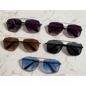 Sunway Eyewear New Fashion Double Bridge Square Frame Metal Men <b>Sunglasses</b> - Product Image 2