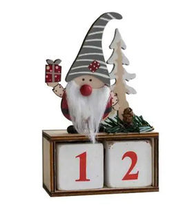 Como cuenta regresiva Prólogo Calendario Número Fecha Bloque de madera Plan de escritorio Decoración Decoraciones navideñas - Product Image 1