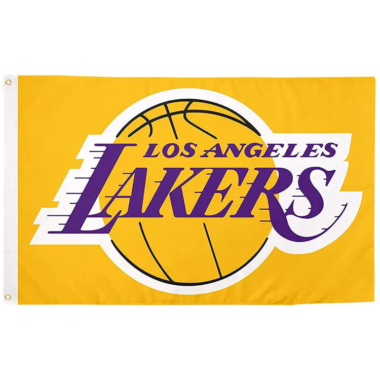 Bandera de <span class=keywords><strong>LA</strong></span> <span class=keywords><strong>NBA</strong></span> Lakers para equipo de baloncesto, Bandera de poliéster 100% con arandelas de latón, 3x5, suministro de fábrica
