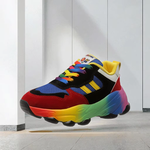 Custom Logo <strong>Women</strong> Fashion Sport Shoes Summer Color Block Breathable Mesh Upper Comfort Platform Casual Chunky Dad Shoes Sneakers - Product Image 4