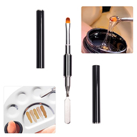 Ensemble de pinceaux professionnels pour gel à ongles à double embout en silicone avec manche en bois, étiquette privée, vente en gros