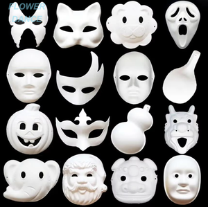 Masques en pulpe <span class=keywords><strong>de</strong></span> papier blancs à peindre, masques artisanaux vierges pour déguisements, décorations <span class=keywords><strong>de</strong></span> fête d'Halloween pour femmes et hommes - Product Image 1