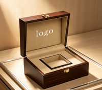 Boîte à montres de luxe haut de gamme, couleur beige foncé, avec fermoir doré, doublure en daim beige, gaufrage et estampage à chaud brillant pour logo personnalisé et lunettes