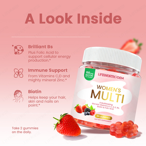 Gomitas Multivitamínicas Diarias LIFEWORTH para Mujer - Sabor a Bayas con Vitaminas A, D, C, E, Biotina y Ácido Fólico - Product Image 2