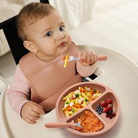 Ensemble d'alimentation pour bébé en silicone de qualité alimentaire, avec ventouses, design divisé, souple, non toxique, écologique, compatible lave-vaisselle