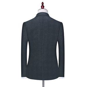 Costume <span class=keywords><strong>3</strong></span> pièces à carreaux pour <span class=keywords><strong>homme</strong></span> <span class=keywords><strong>Manteau</strong></span> de bureau et de mariage respirant et imperméable à l'avant plissé - Product Image 6