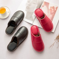 Chaussons d'intérieur et d'extérieur en cuir véritable, faits à la main, doux, imperméables, grande taille pour femmes et hommes