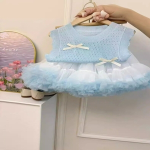 2025 été filles <span class=keywords><strong>au</strong></span> <span class=keywords><strong>crochet</strong></span> tricots <span class=keywords><strong>gilet</strong></span> avec découpe doux Tutu jupe chaud enfants vêtements chandails Collection - Product Image 1