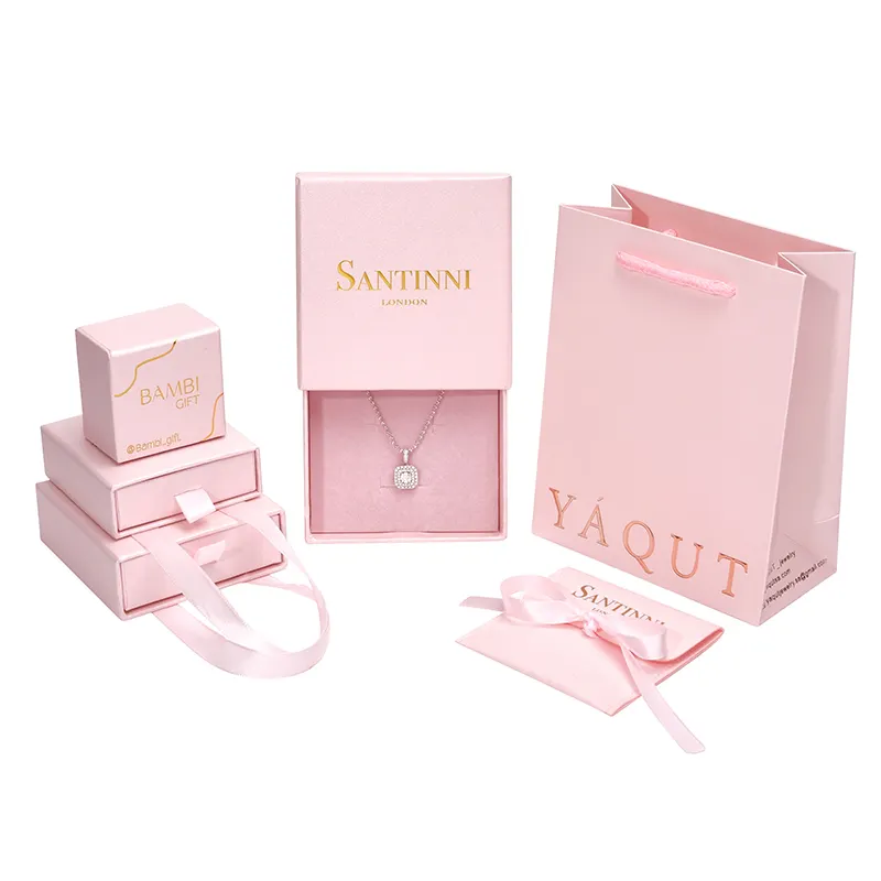 Customized Paper Drawer Box Jewelry packaging bags Ring Earrings Necklace Bracelet Gift Jewelry Packaging Boxes With Handle