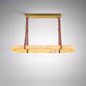 Candelabro de mármol español de alabastro lineal iluminación de celo lámpara colgante de mármol de cuero para comedor - Product Image 1