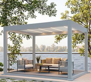 Pérgola Moderna de Aluminio con Techo de Láminas Ajustables, Toldo para Patio Exterior, Protección Solar, Impermeable, con Recubrimiento en Polvo - Product Image 6