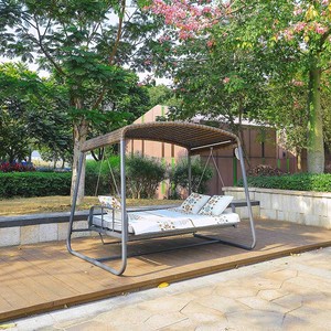 Moderno al aire libre Jardín Parque Hotel Patio Balcón Villa Patio Rattan Columpio Cama con dosel - Product Image 6