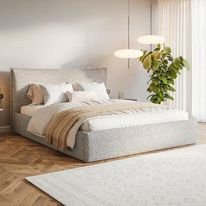 Modernes Letti-Bett mit Stauraum, Lattenrost, Samtpolsterung, Holzrahmen, Gasdruckfeder-System, Gepolstertes Kopfteil, Umweltfreundlich - Product Image 1