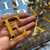 Lettres autocollantes en acrylique doré, chiffres et alphabet en acrylique miroir, lettres autocollantes pour enseignes DIY