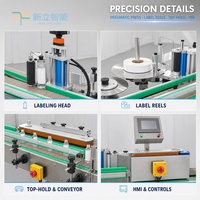 Machine d'étiquetage automatique de bouteilles rondes à rouleaux pour les boissons, les produits pharmaceutiques, les aliments et les cosmétiques, étiquettes demi-enroulées pour cylindres
