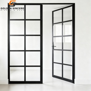 Puertas Francesas con Marco Delgado Negro GS y Vidrio Templado con Rejilla Interna para Sala de Estar - Product Image 2