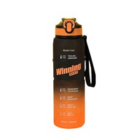 Bouteille d'eau de sport motivante de 1000 ml avec marqueur de temps, couvercle rabattable et sangle, en plastique sans BPA, pour la gym et le fitness