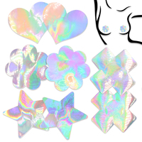 Pétales de poitrine jetables pour femmes, en Spandex/Polyester respirant, holographiques, vert néon et noir, style rave, sexy et tendance