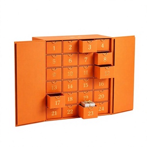 Custom <b>Orange</b> Advent Calendar Box with Drawers Rigid Cardboard Christmas Blind Box Mystery Packaging for Gift Wholesale - Product Image 1