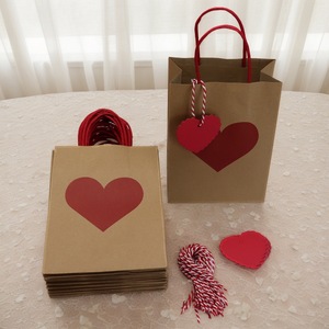 Sacchetti <span class=keywords><strong>Regalo</strong></span> in Carta Kraft con Cuore Rosso per San Valentino, Natale, Shopping, Packaging Personalizzato, Sacchetto <span class=keywords><strong>Regalo</strong></span> per Capodanno - Product Image 5