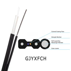 Trong Nhà/Ngoài Trời 1 2 4 Lõi G657A1/A2 GJYXFCH FRP/Dây Thép Chế Độ Đơn Ftth Fiber Optic Drop Cable Patch Cord