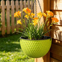 Jardinière suspendue traditionnelle à double pot avec système d'arrosage automatique, trous de drainage, 2,56 L, matériau PP durable, utilisation circulaire intérieure/extérieure