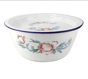 Conjunto de utensílios de mesa esmaltados para salada, tigela de esmalte para cozinha e utensílios de salada com tampa - Product Image 1