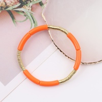 Nouveau Design Multi couleurs minuscules perles de Tube en bambou 4mm Bracelets acryliques empilables avec perles d'espacement en or