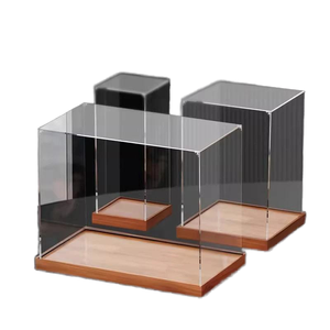 <span class=keywords><strong>Vitrine</strong></span> d'exposition en acrylique transparent de qualité supérieure avec base en bois de noyer naturel, anti-poussière, <span class=keywords><strong>pour</strong></span> figurines et objets de <span class=keywords><strong>collection</strong></span> - Product Image 1