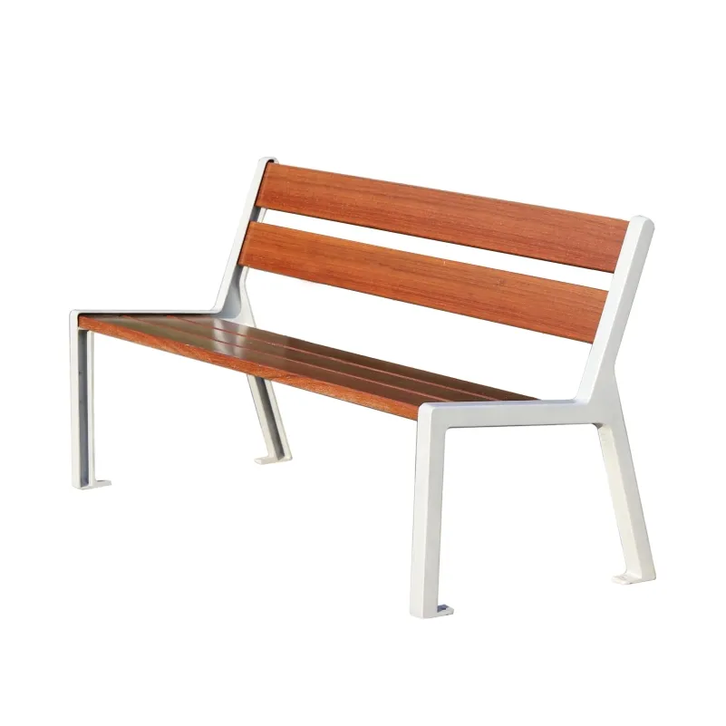 Patas de aluminio derribadas con asiento de madera, silla larga de ocio para jardín, Banco de parque al aire libre para lugares públicos urbanos