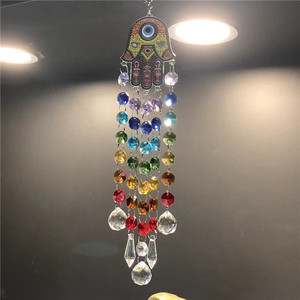 Colgante de pared con borlas de mano para coche, amuleto de ojo malvado, Hamsa, adornos de cristal, novedad, venta - Product Image 3