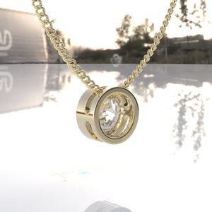 จี้เพชรโมอิสซาไนต์ทรงกลม รับรองโดย IGI ทองคำแท้ 14K ชุบโรเดียม พร้อมสร้อยคอแบบเชือกสุดหรูสำหรับผู้หญิง - Product Image 5