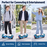 Hoverboard, scooter auto-équilibrant avec haut-parleur Bluetooth et roues LED, 12 km/h