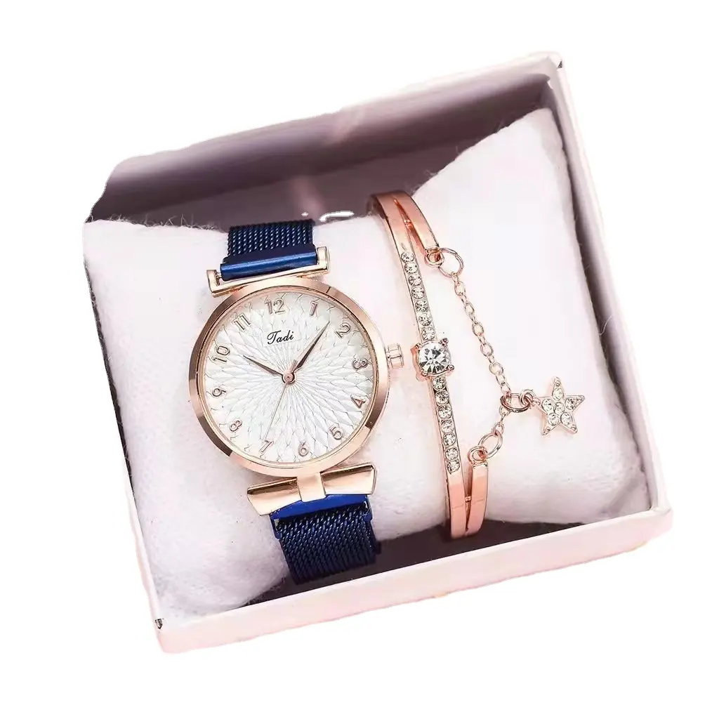 Womens Watch Gifts Set Bracelet Rose Gold for Lady Female Minimalist Simple Slim Thin Casual Dress Analog Quartz Wrist Watches