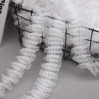 Bordure en dentelle plissée en polyester solide de 4 cm (1,6 pouce) en fil de neige, style Europe-Amérique pour vêtements, textile de maison et bricolage