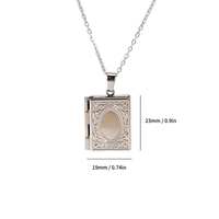 Pendentif Cadre Photo Style Fleur Couleur Acier, Collier en Acier Inoxydable à Chaîne Réglable, Bijoux Empilables, Cadeau Souvenir Tendance