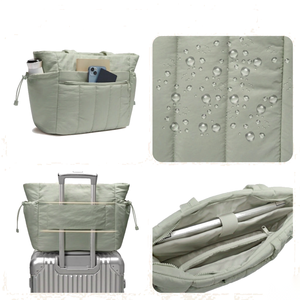 Sac fourre-tout matelassé léopard en nylon résistant à l'eau, léger, avec compartiment pour ordinateur portable, pour voyage, plage, usage quotidien - Femme, 7 pouces - Product Image 4