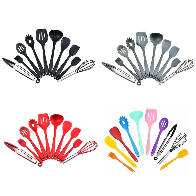 HMJ 10pcs cookware sets utensilios productos de cocina silicon cuisine accessories spatula utensils silicone kitchen products