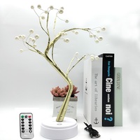 Arbre bonsaï de table de 20 pouces avec lampe LED, 36 perles, 8 fonctions, décoration d'arbre DIY, alimenté par USB ou par batterie, pour chambre à coucher, bureau, Noël