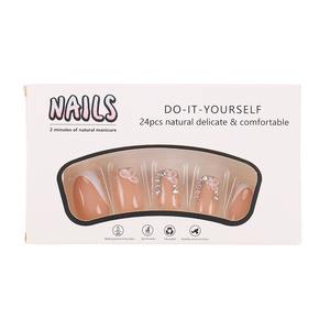 เล็บปลอมสไตล์ฝรั่งเศสแบบสำเร็จรูป 7 วัน ยี่ห้อ My Seven Days สไตล์ยุโรปอเมริกัน ประดับเพชรระยิบระยับลายดอกไม้ ขนาดสั้น จำนวน 24 ชิ้น - Product Image 5