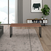 Table basse rectangulaire moderne extensible et convertible, cadre en métal, base en acier, surface en bois MFC, décoration de salon