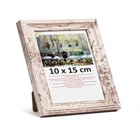 Set Bingkai Foto 8x10 Cetak UV Buatan Tangan, 2 Kaca Asli, Finishing Kayu Putih Antik, Termasuk Alas Foto 5x7 & 8x10, Untuk Pajangan Dinding/Meja