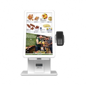 Custom Design hd Display Curved Screen Pos Holder 23.6 Inch White Desktop Self Order Kiosk in Supermarket - Product Image 1